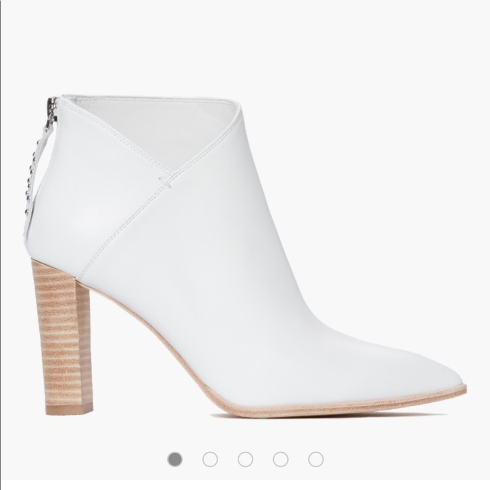 PAIGE White Ankle Boots with Tan Heel